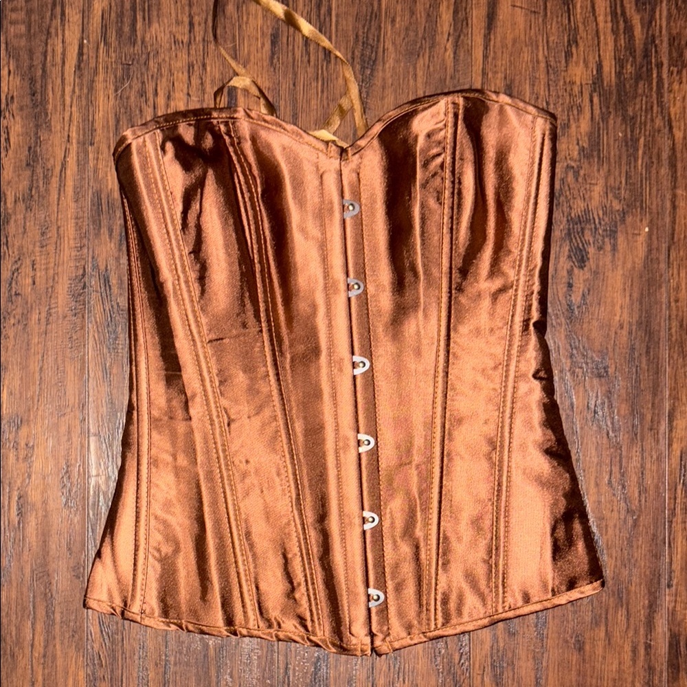 Satin Brown Corset Top